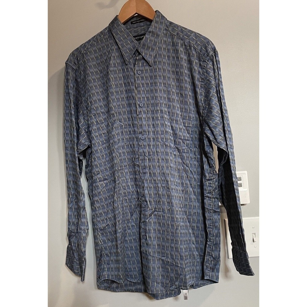 Jhane Barnes Shirt Geometric Long Sleeve Button Up Career Woven In Japan‎ Large